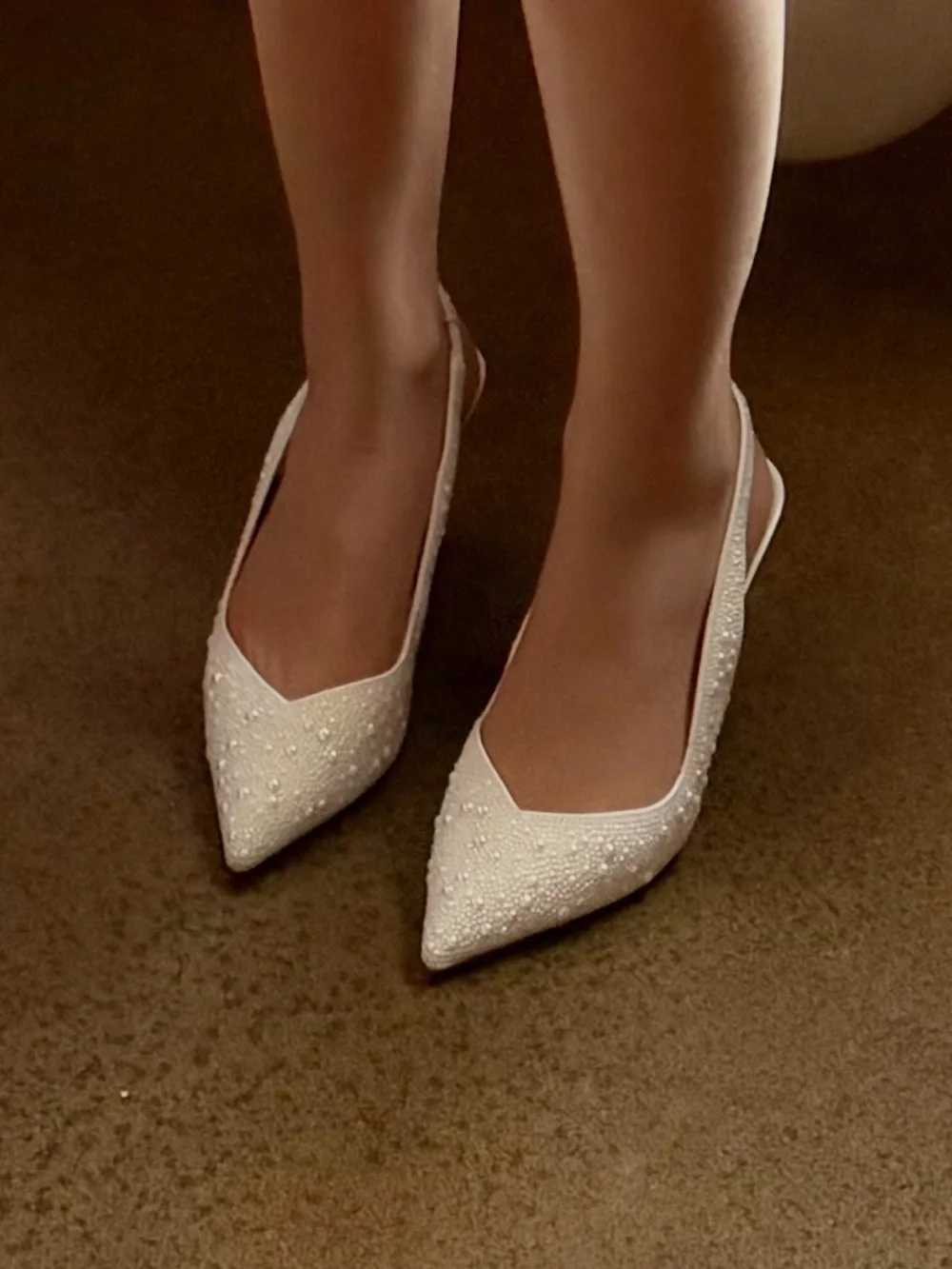 Betsey Johnson Clark Ivory Slingback Heels - Picture 2 of 5